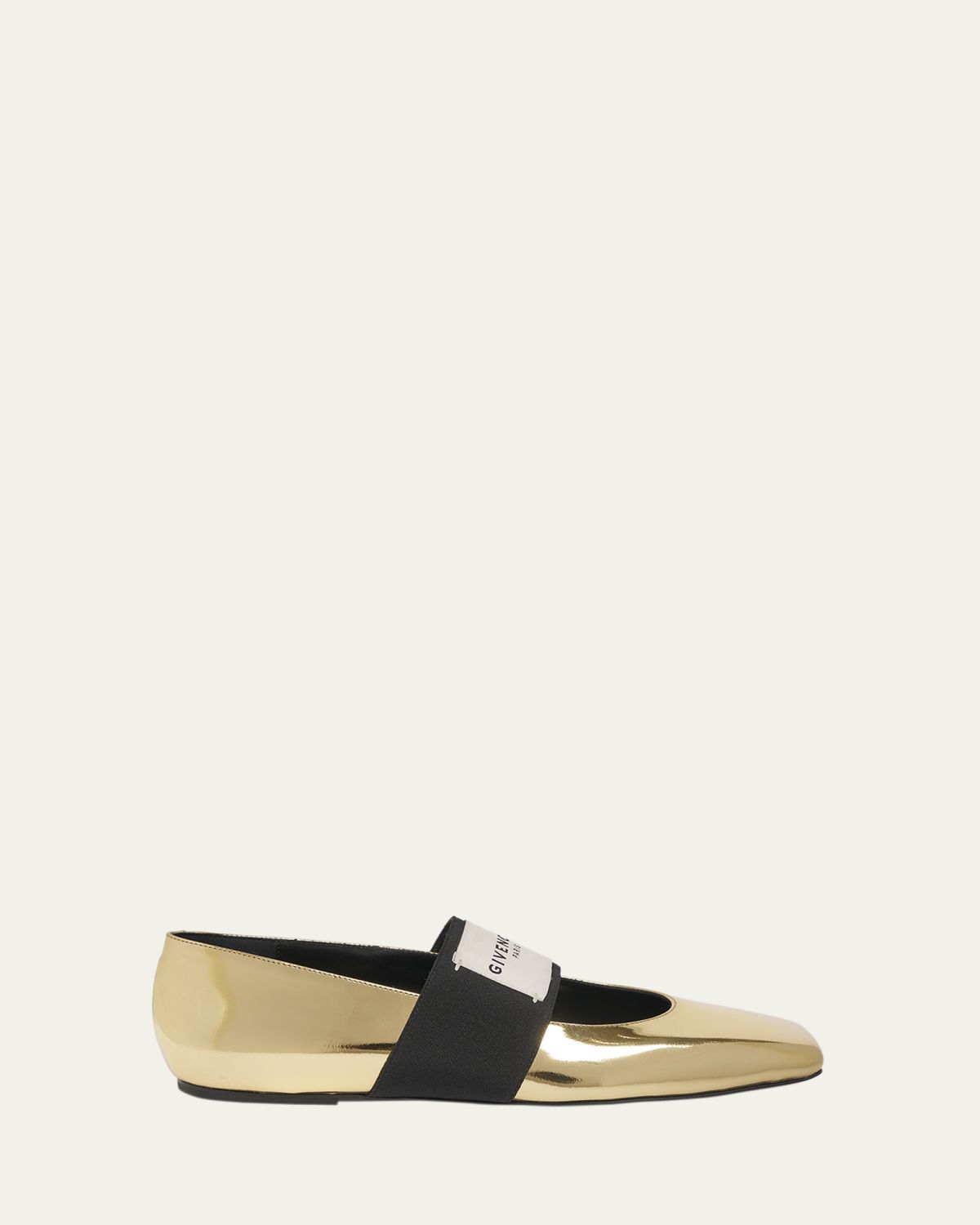 Givenchy Square Label Metallic Leather Ballerina Flats