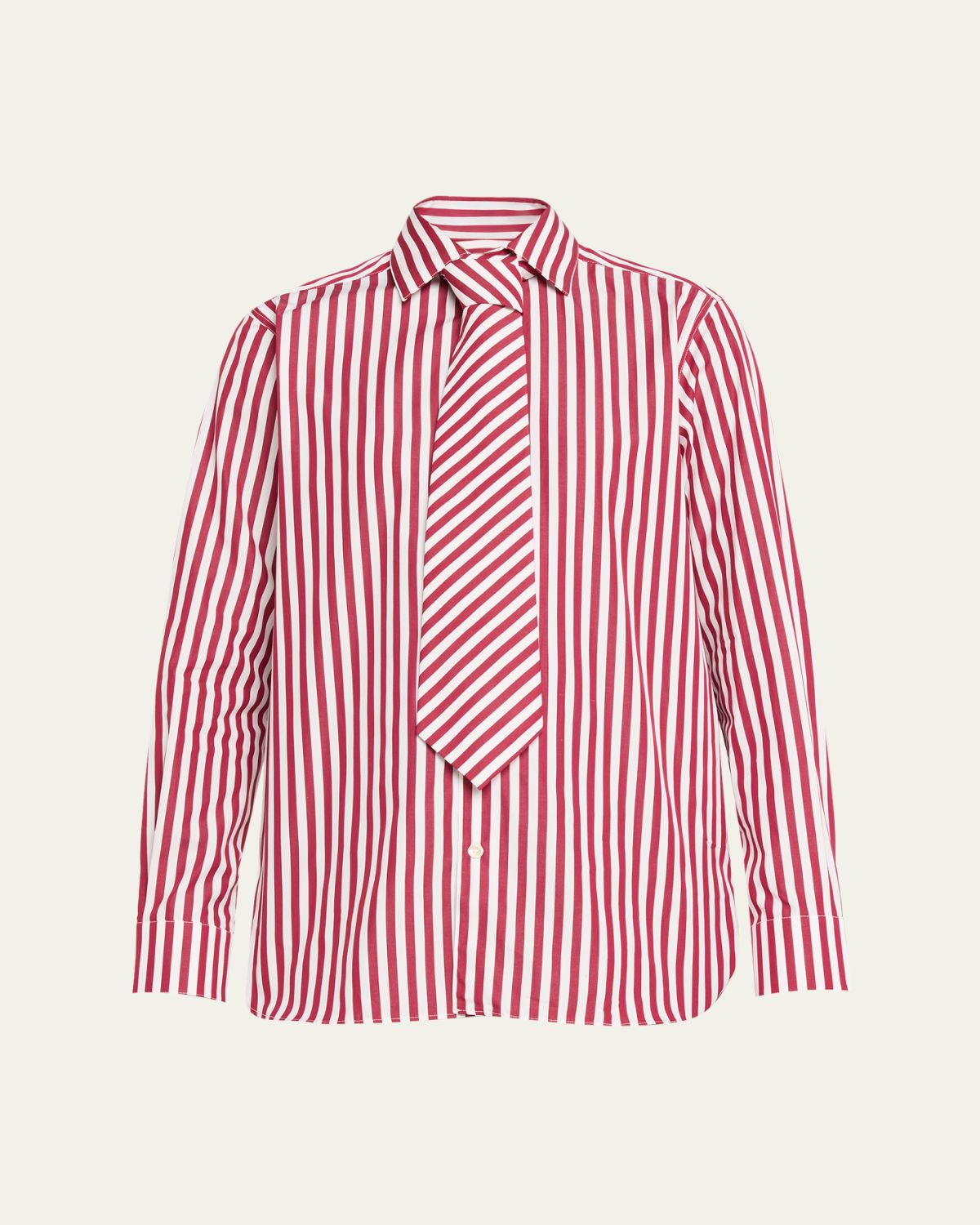 Sebline Striped Neck-Tie Button-Down Shirt