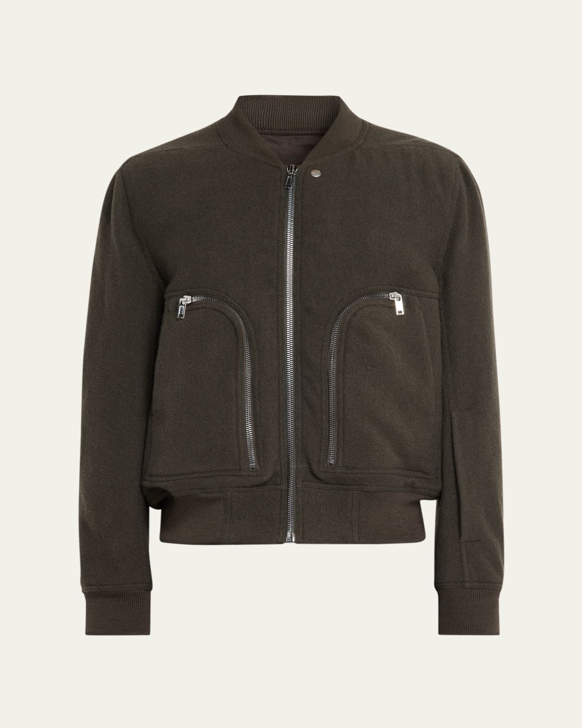 Rick Owens Men's Wool Knit Full-Zip Bomber Jacket