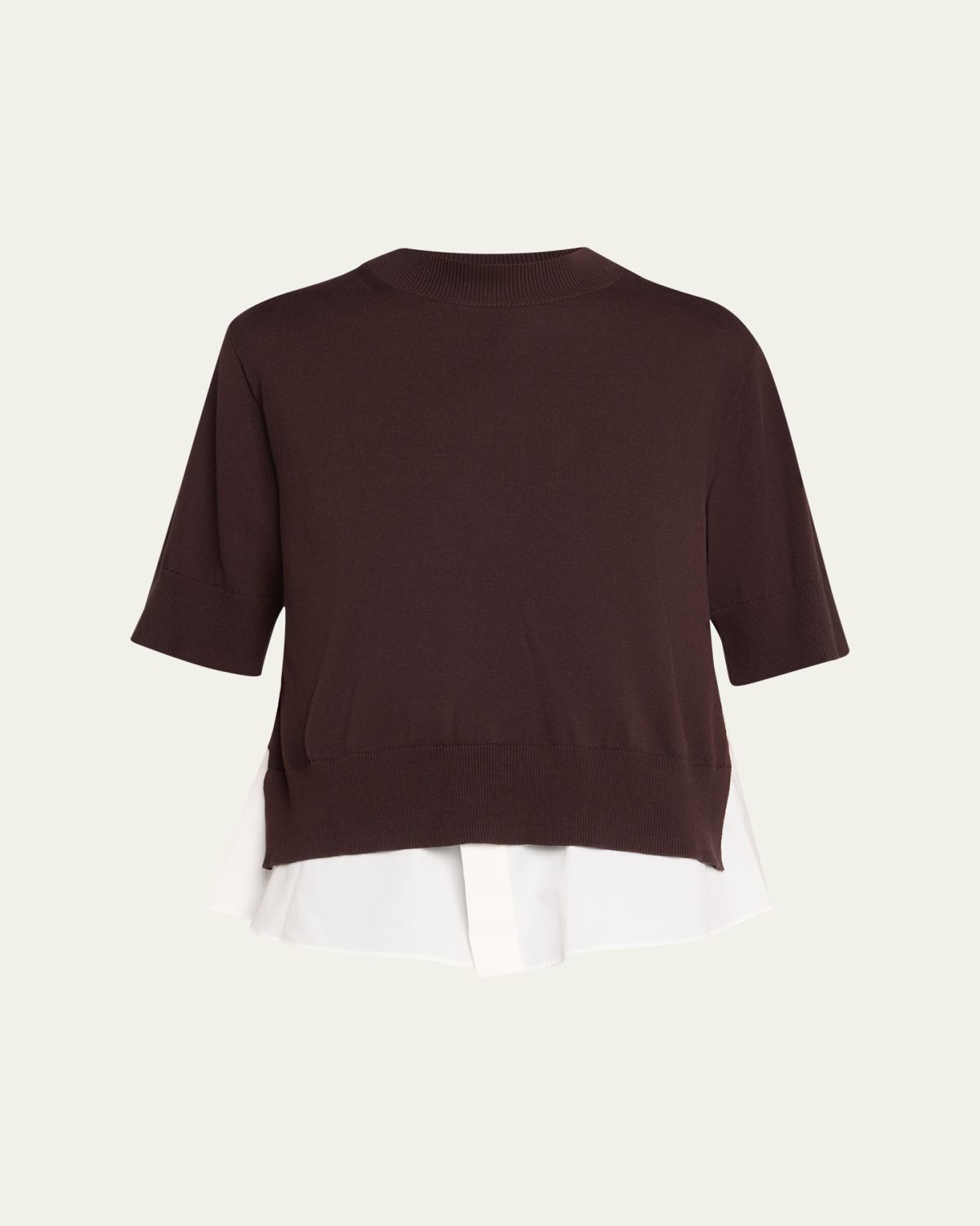 SACAI Peek-A-Boo Shirttail Short-Sleeve Sweater
