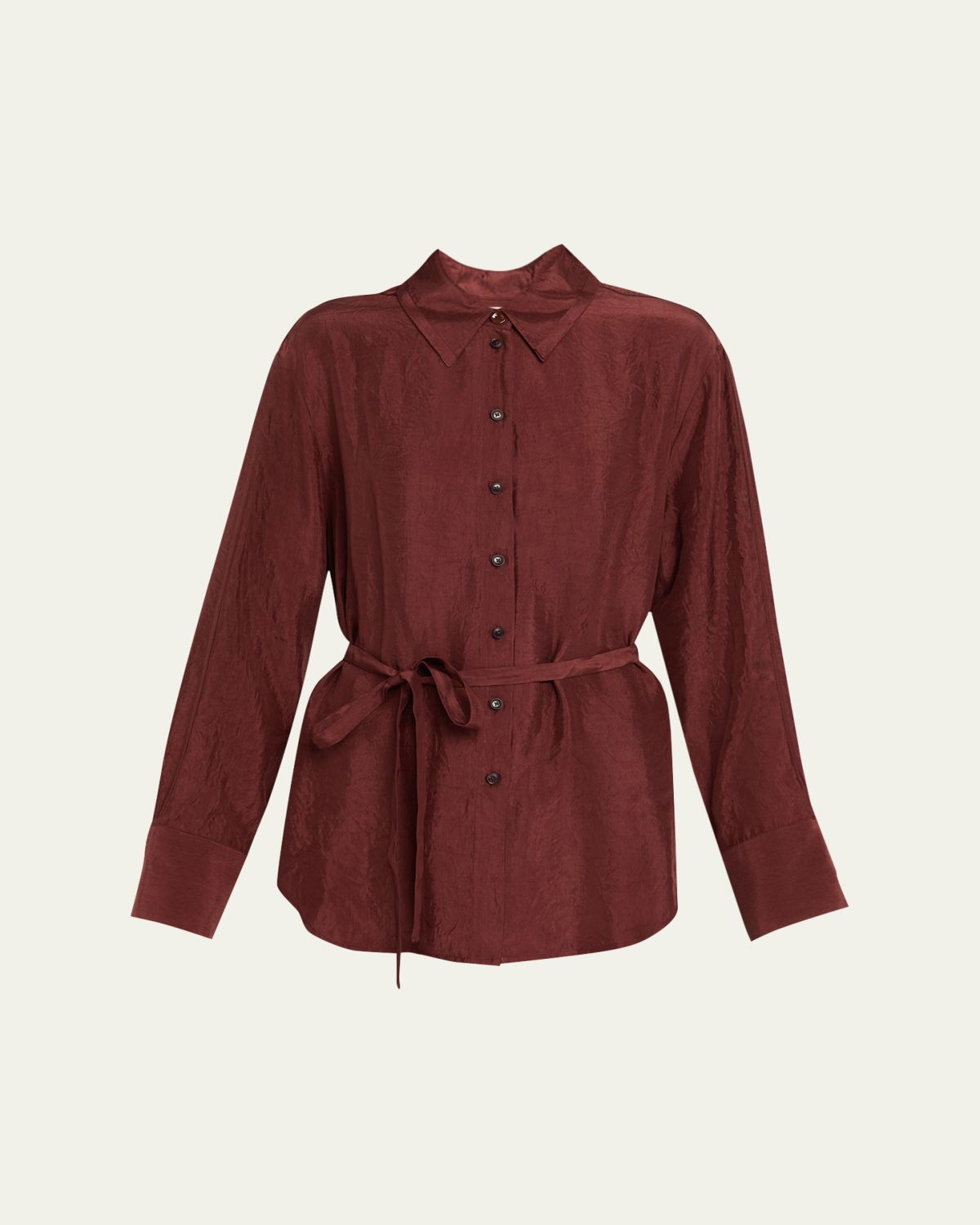 Jason Wu Collection Belted Crinkled Silk Button-Down Shirt