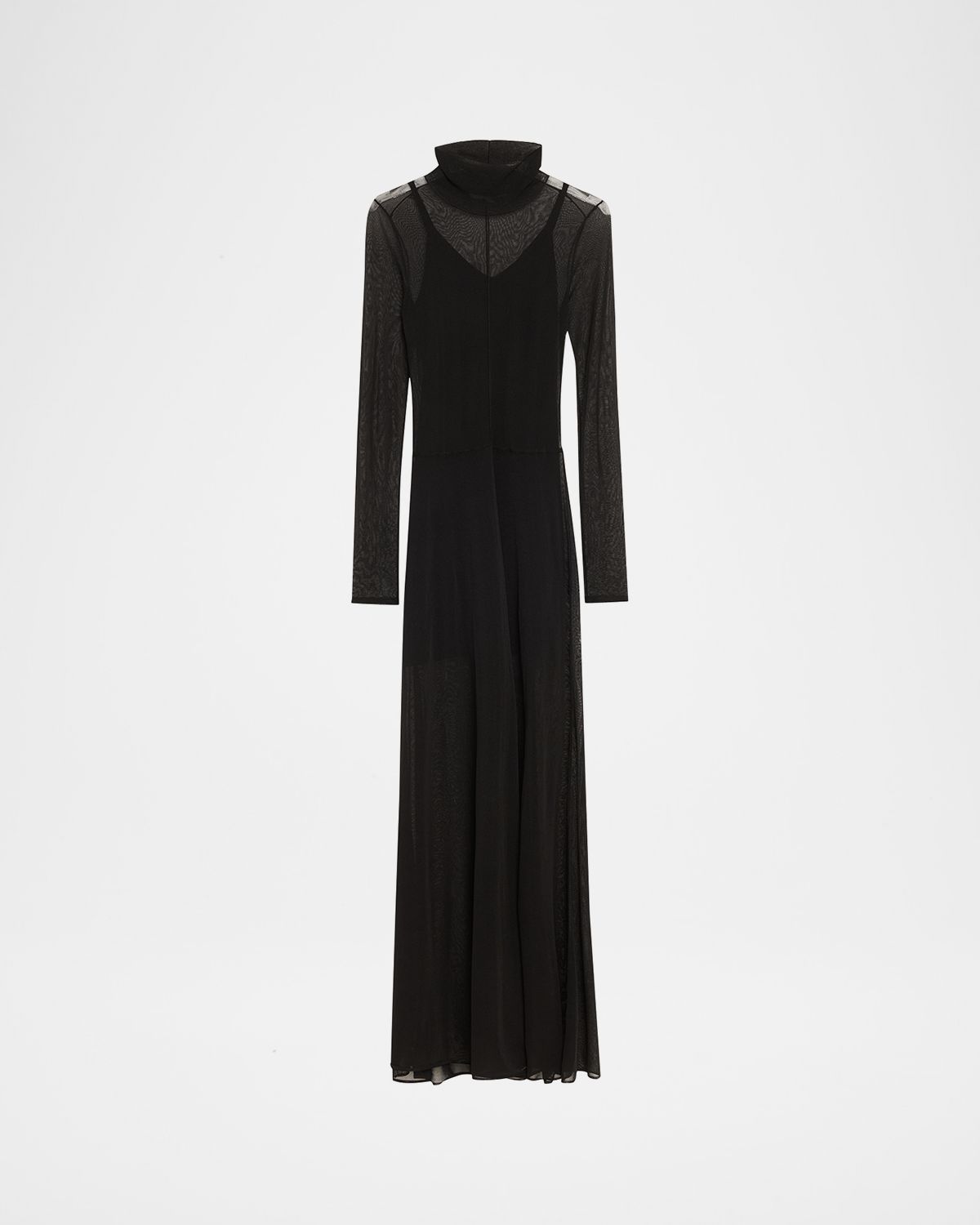 Jason Wu Collection Turtleneck Sheer Knit Long-Sleeve Maxi Dress