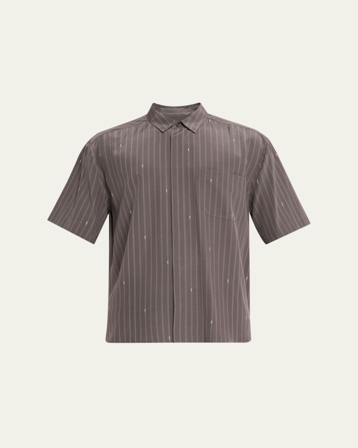 Saint Laurent Men's Cassandre Short-Sleeved Button-Front Shirt | Thumbnail 6 Saint Laurent Men's Cassandre Short-Sleeved Button-Front Shirt | Thumbnail 6