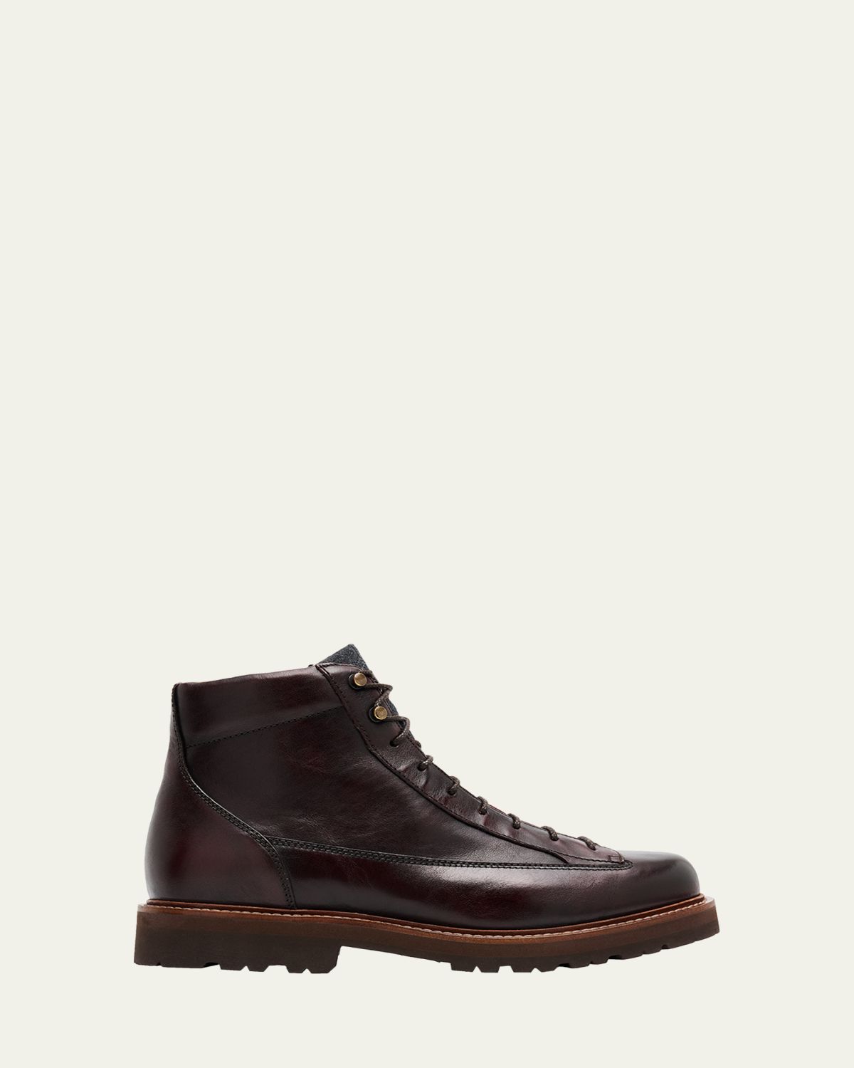 Brunello Cucinelli Men's Leather Wool-Tongue Hiking Ankle Boots | Thumbnail 6 Brunello Cucinelli Men's Leather Wool-Tongue Hiking Ankle Boots | Thumbnail 6