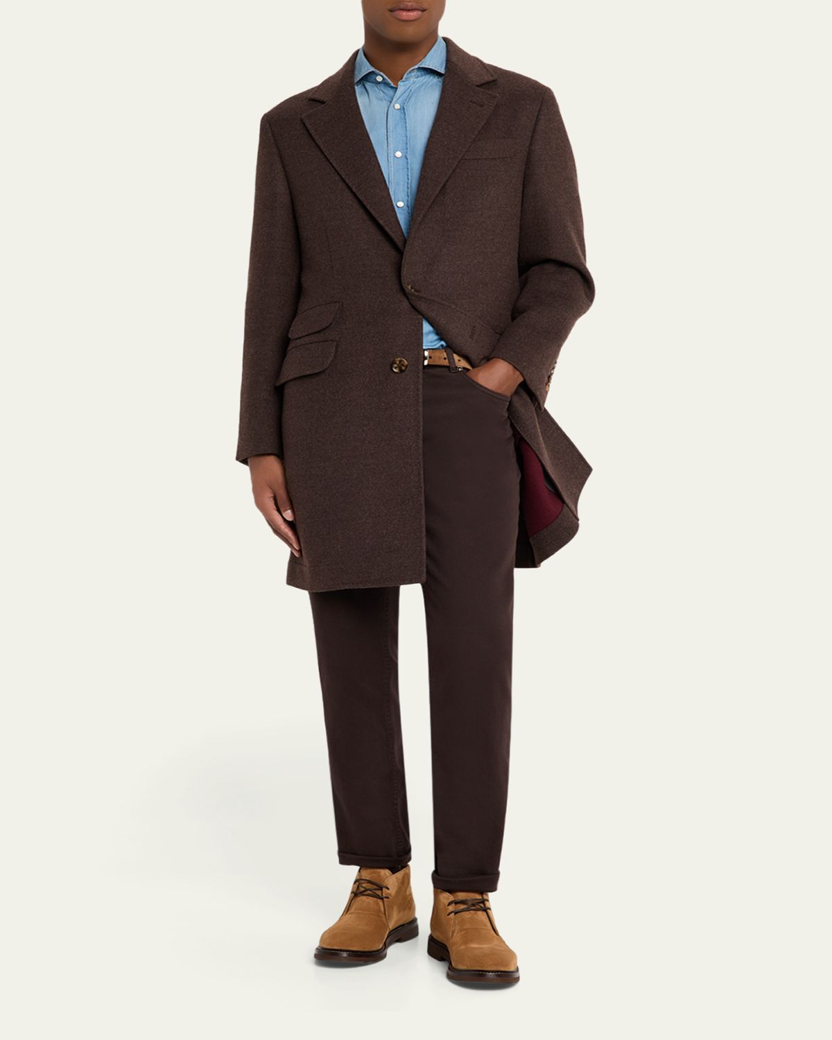 Brunello Cucinelli Men's Suede Rubber-Sole Chukka Boots | Thumbnail 3 Brunello Cucinelli Men's Suede Rubber-Sole Chukka Boots | Thumbnail 3
