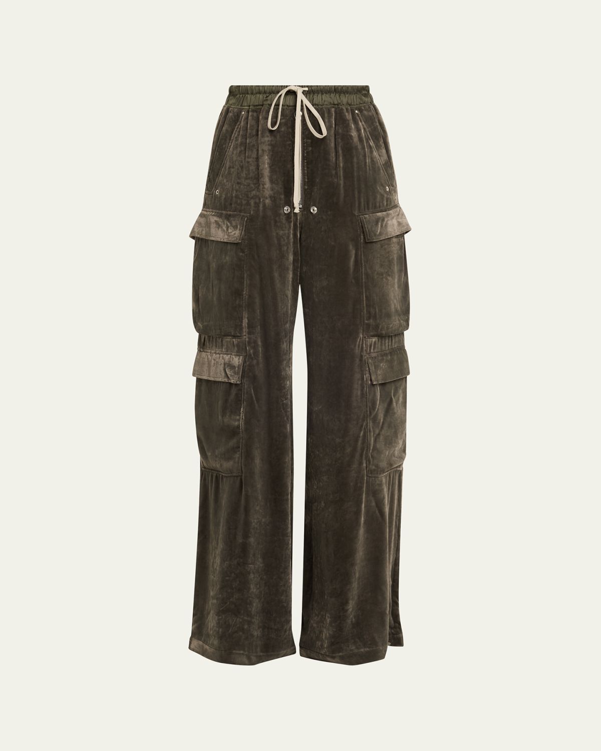 Rick Owens Velvet Straight-Leg Cargo Pants