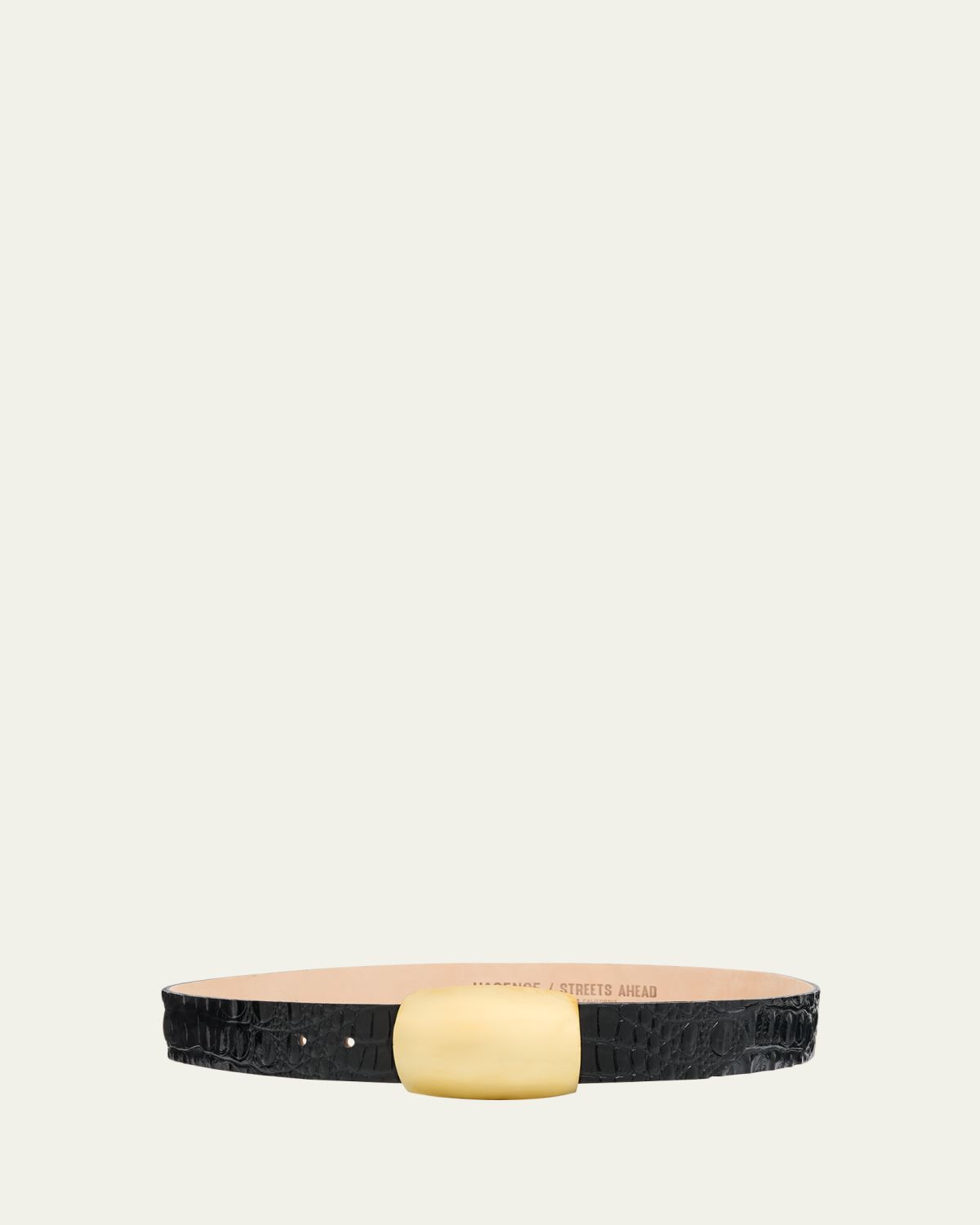 L 'Agence Milou Croc-Embossed Leather Belt
