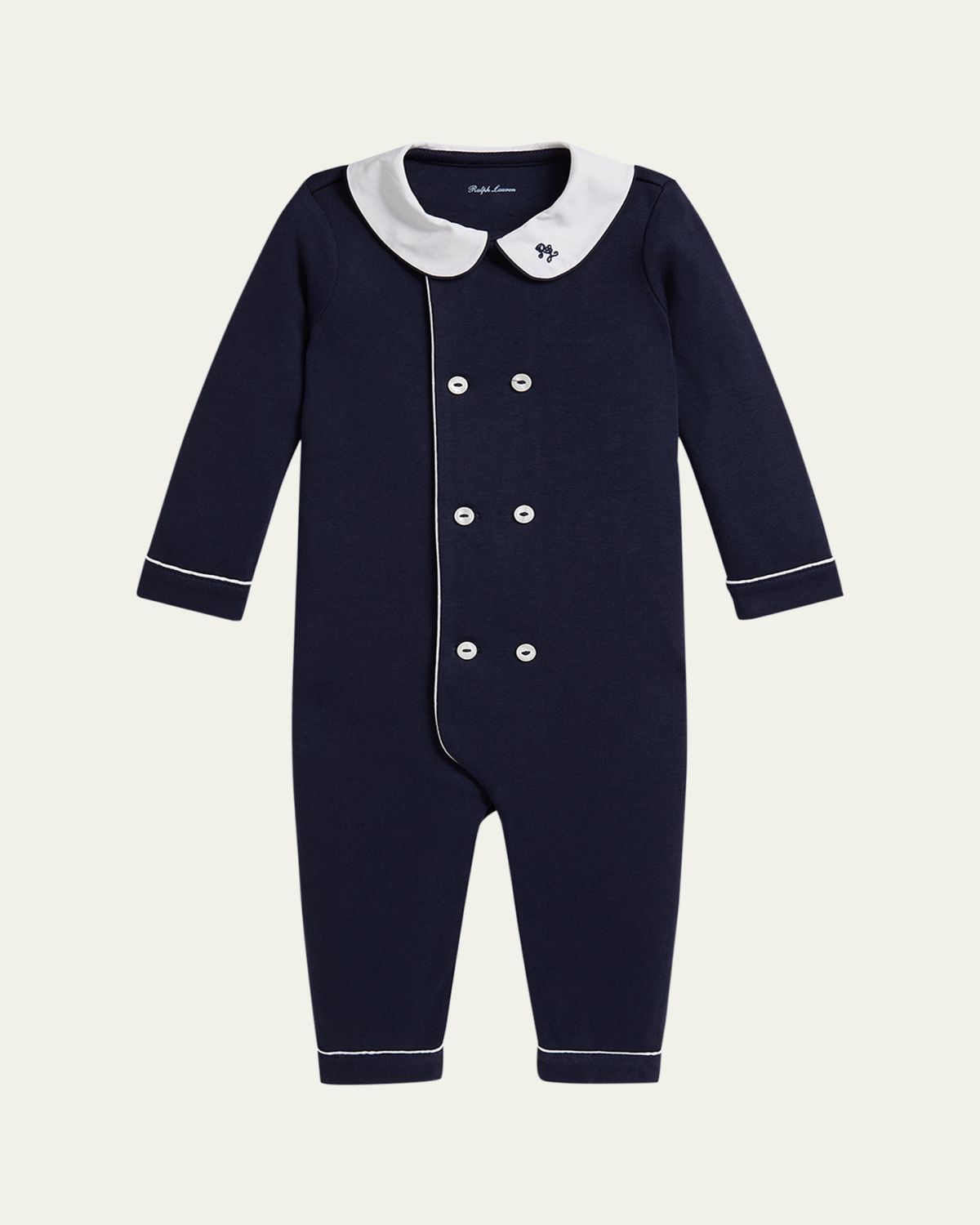 Ralph Lauren Childrenswear Boy's Interlock Cotton Knit Coverall, Size 3M-12M