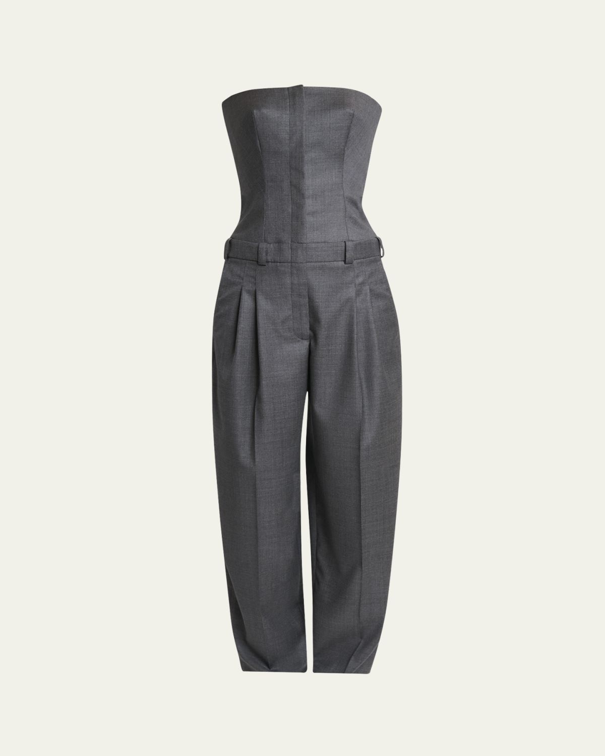 Givenchy Bustier Pleated Straight-Leg Jumpsuit