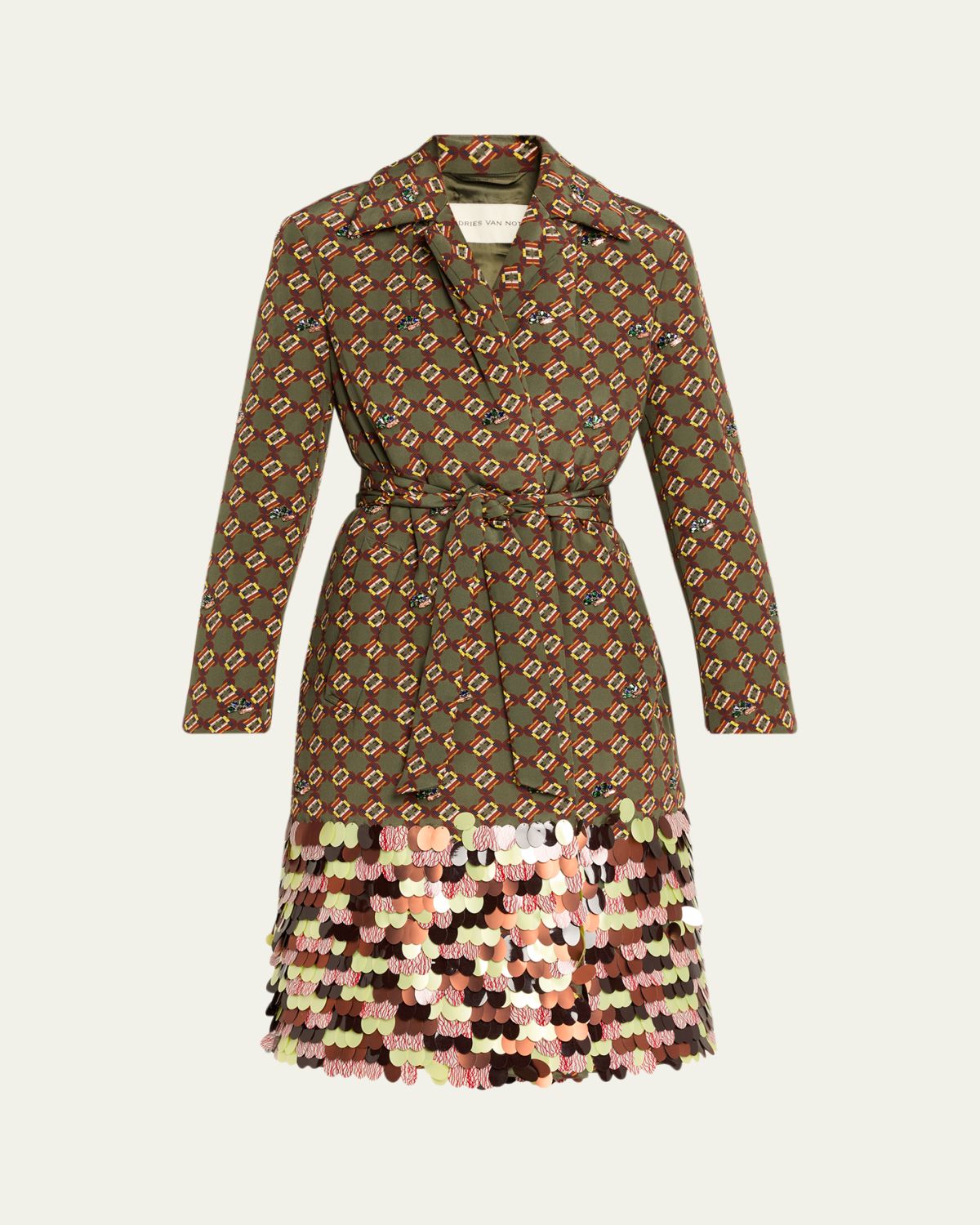 Dries Van Noten Roltas Embellished Silk Wrap Coat