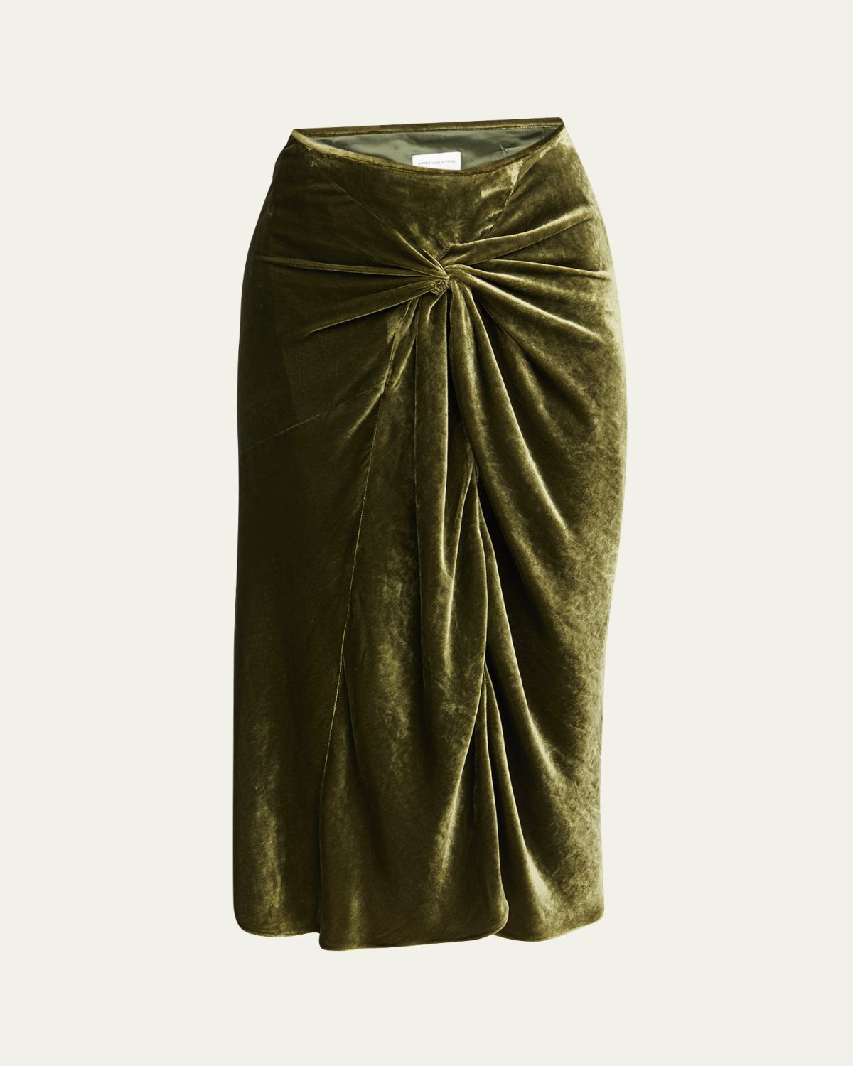 Dries Van Noten Smila Draped Velvet Midi Skirt