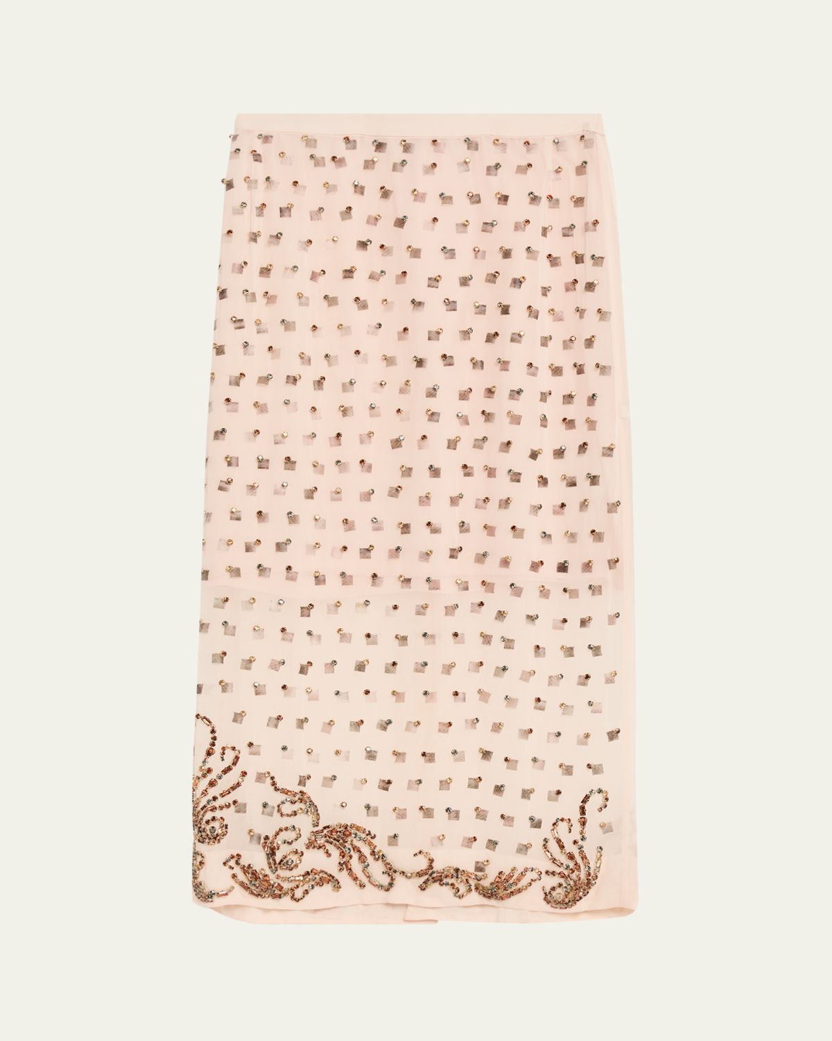 Dries Van Noten Sokna Crystal Sheer Pencil Skirt