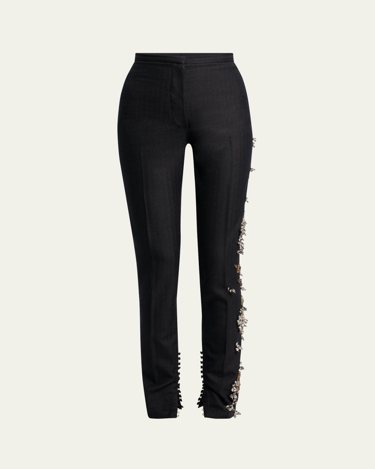 Dries Van Noten Slim Embellished Wool Pants