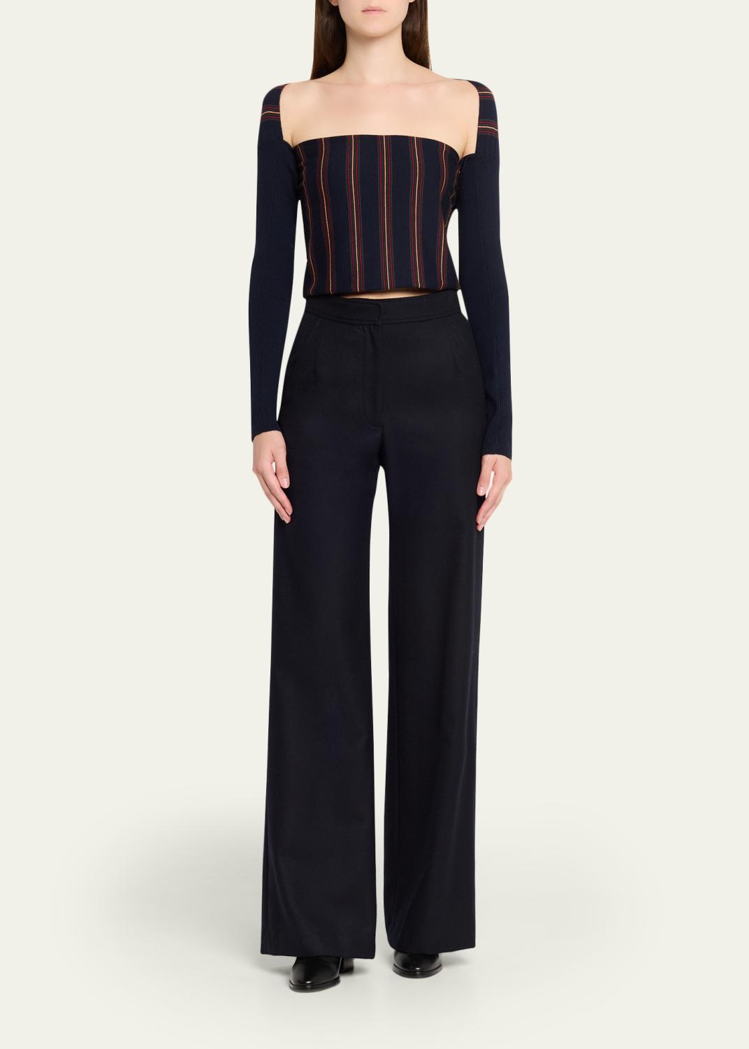 Dries Van Noten Tiba Striped Long-Sleeve Crop Top | Thumbnail 2