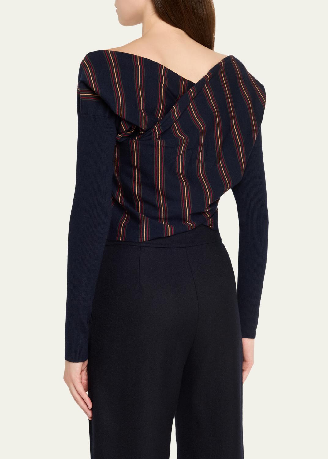 Dries Van Noten Tiba Striped Long-Sleeve Crop Top | Thumbnail 3