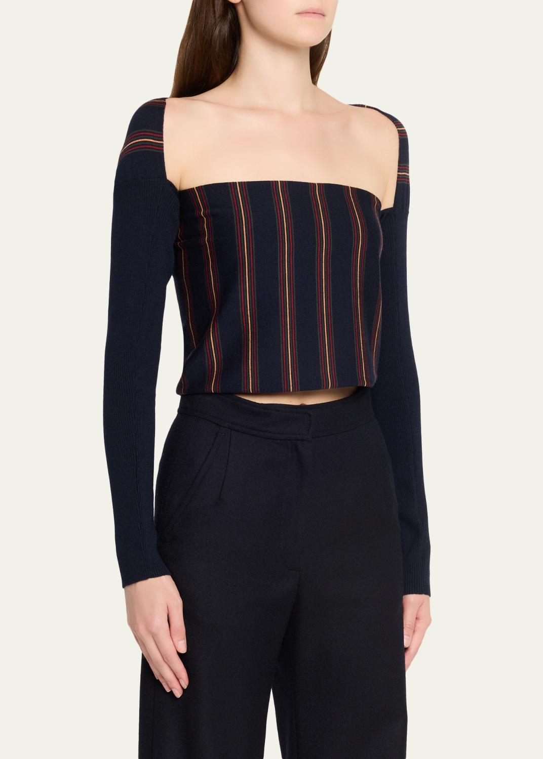 Dries Van Noten Tiba Striped Long-Sleeve Crop Top | Thumbnail 4