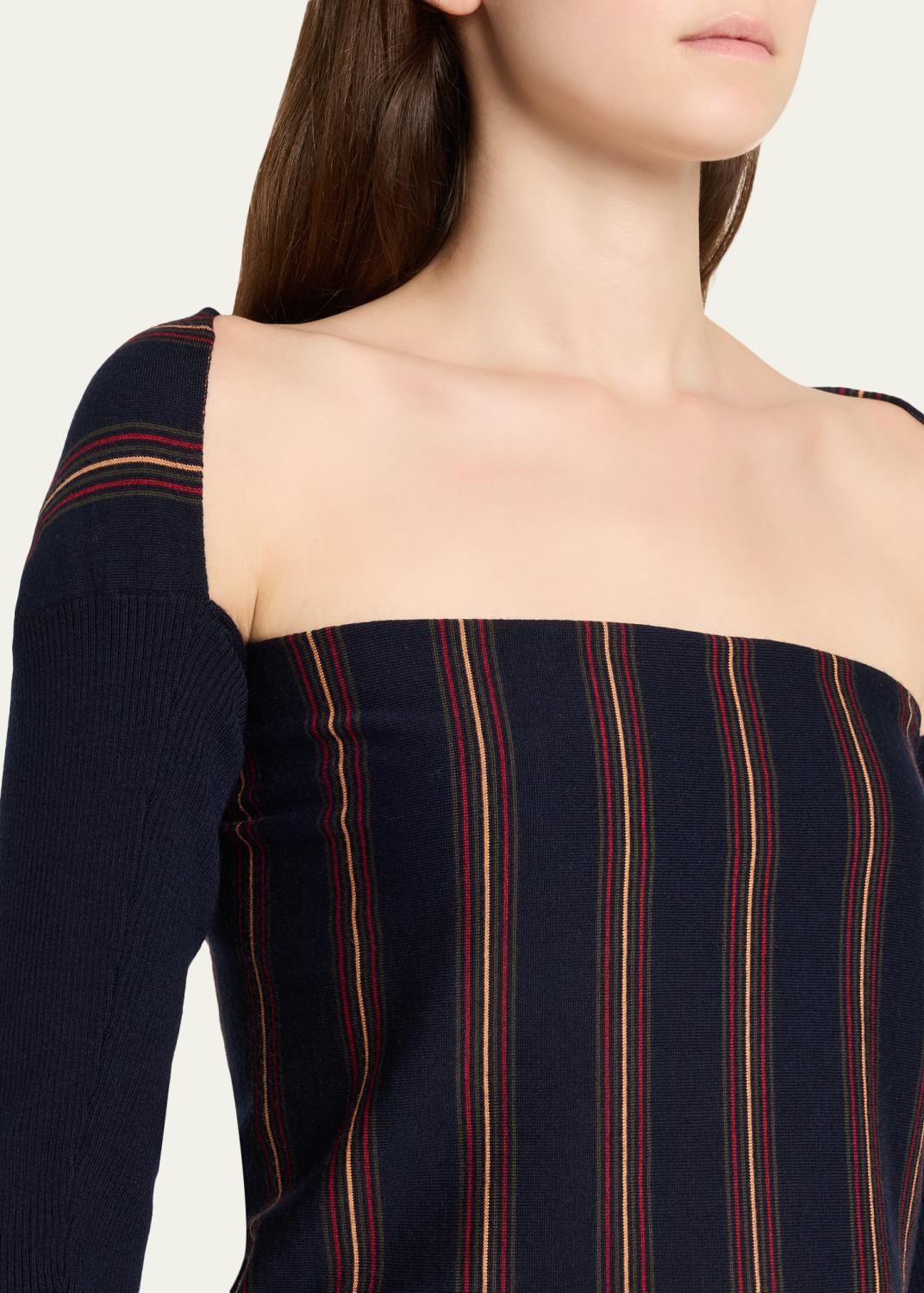 Dries Van Noten Tiba Striped Long-Sleeve Crop Top | Thumbnail 5
