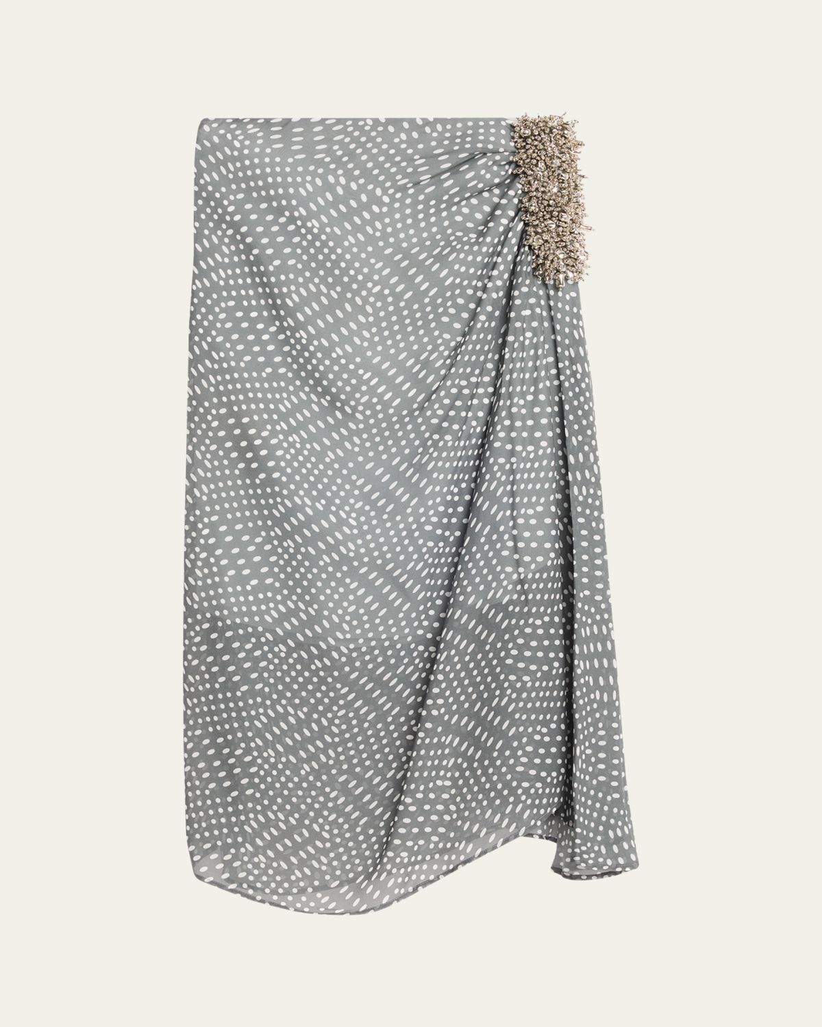 Dries Van Noten Sovora Embellished Draped Polka-Dot Skirt