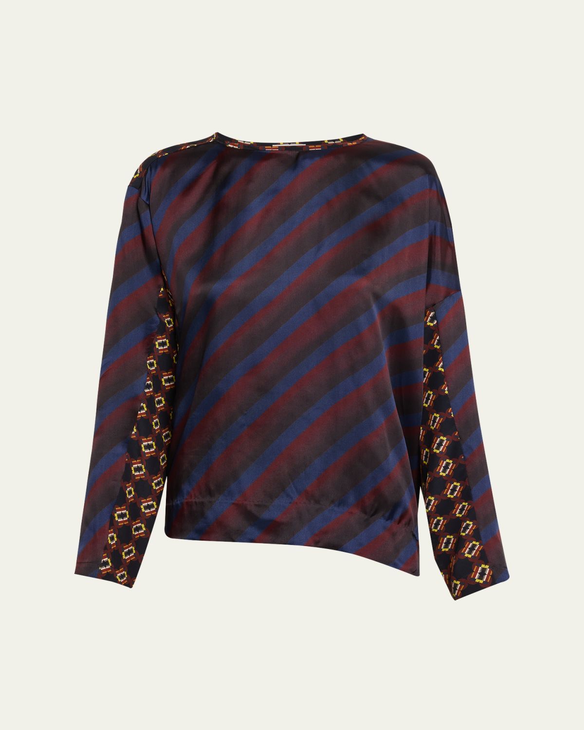 Dries Van Noten Caias Multi-Print Silk Long-Sleeve Shirt