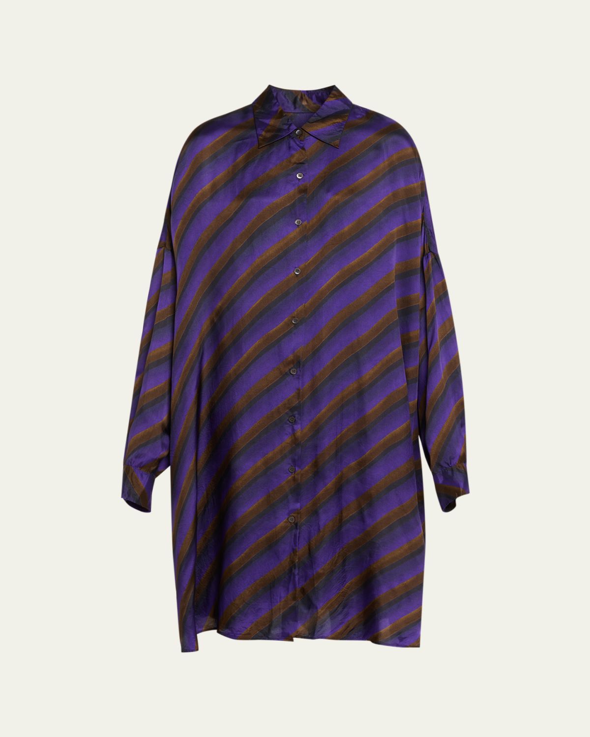Dries Van Noten Dasia Striped Satin Oversized Shirtdress