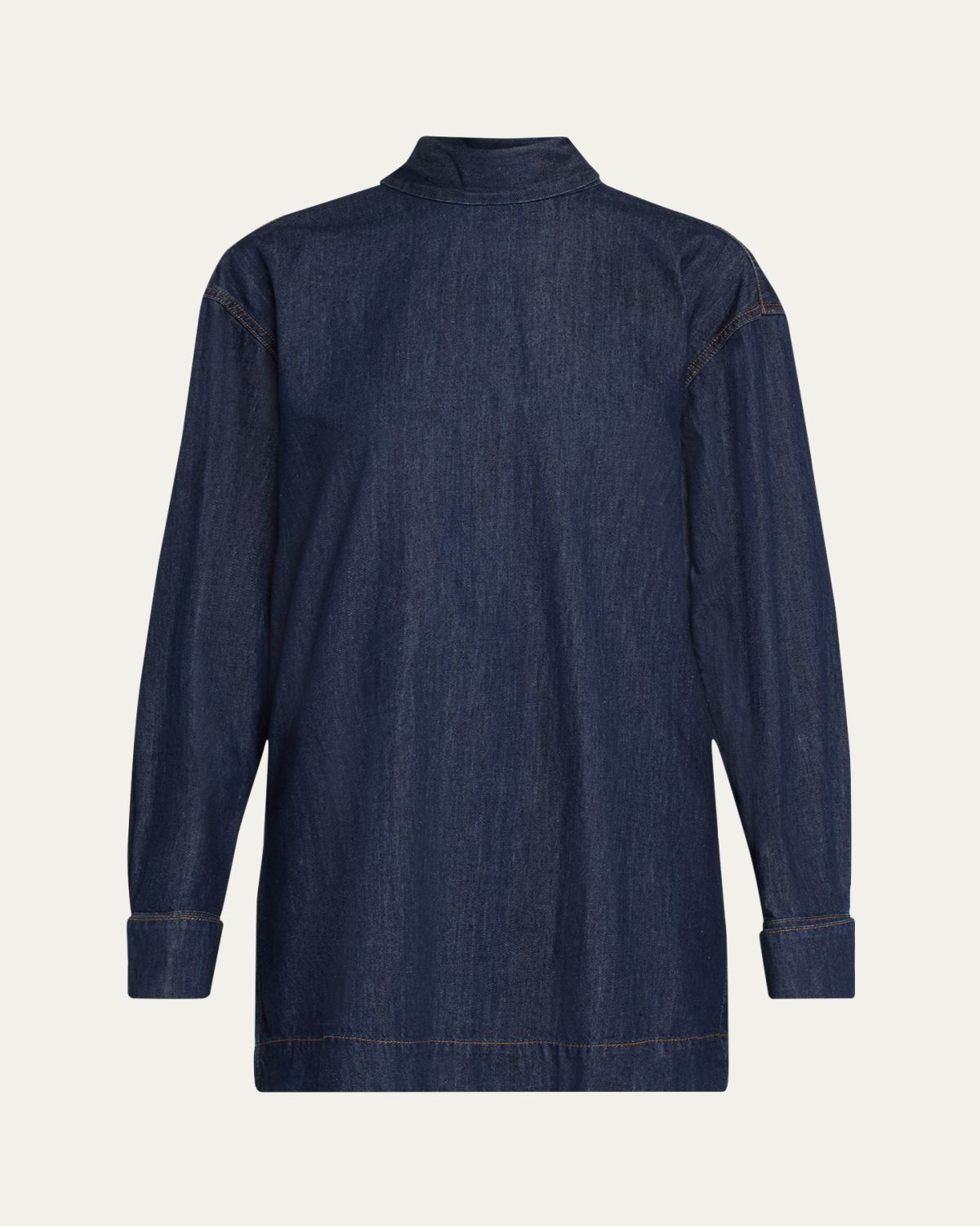 Dries Van Noten Chaddy Denim Tie-Neck Blouse