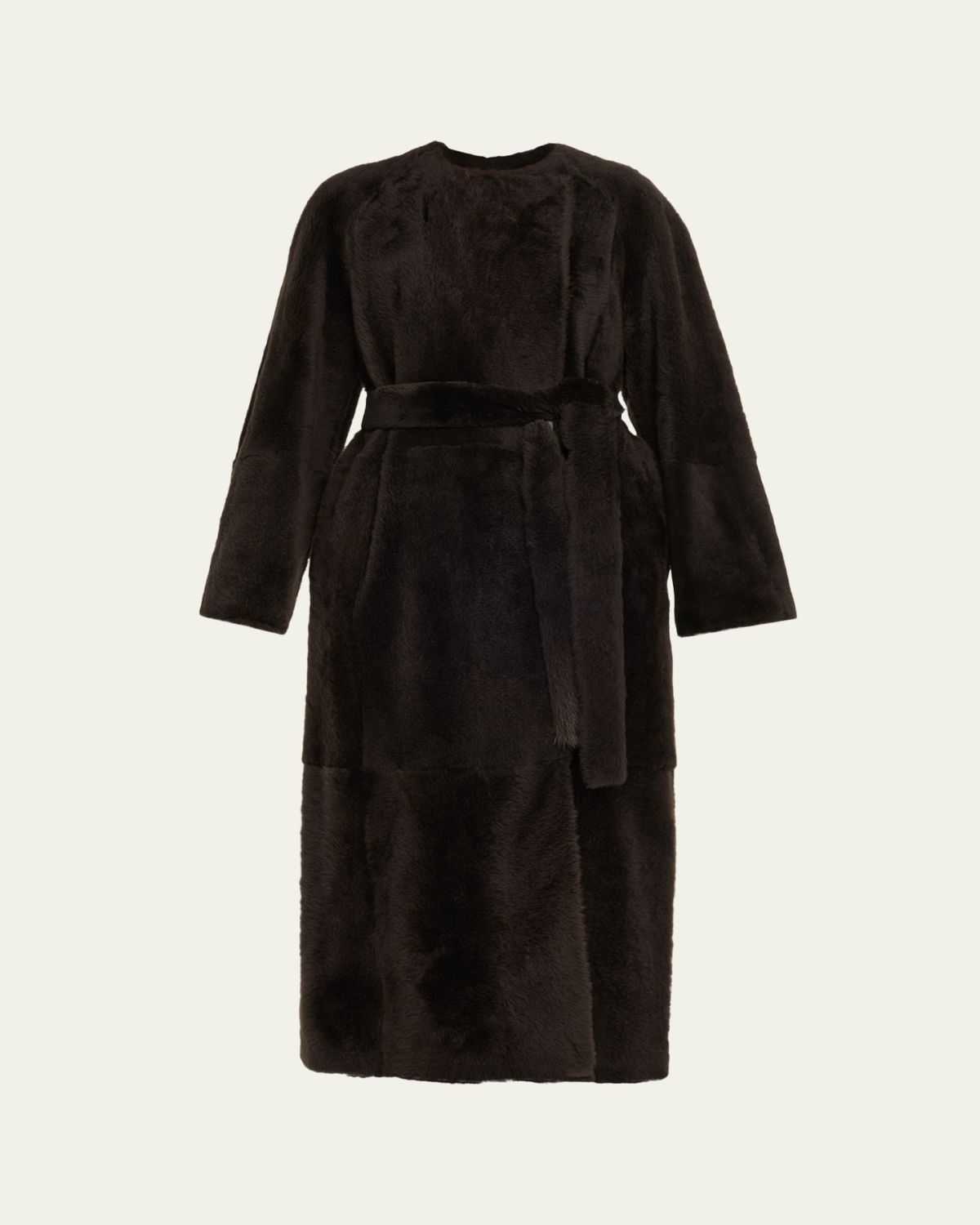 THE ROW Madelina Belted Lamb Shearling Long Coat