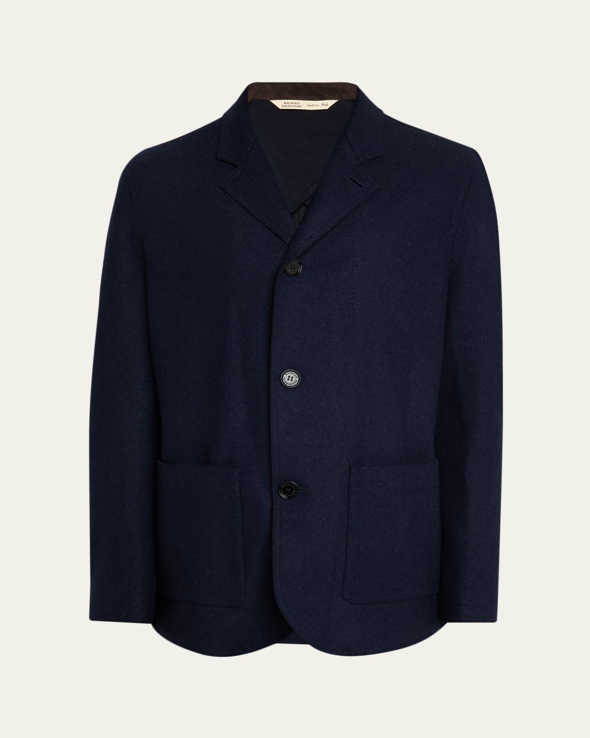 Maurizio Baldassari Men's Wool and Nylon Notch-Lapel Car Coat