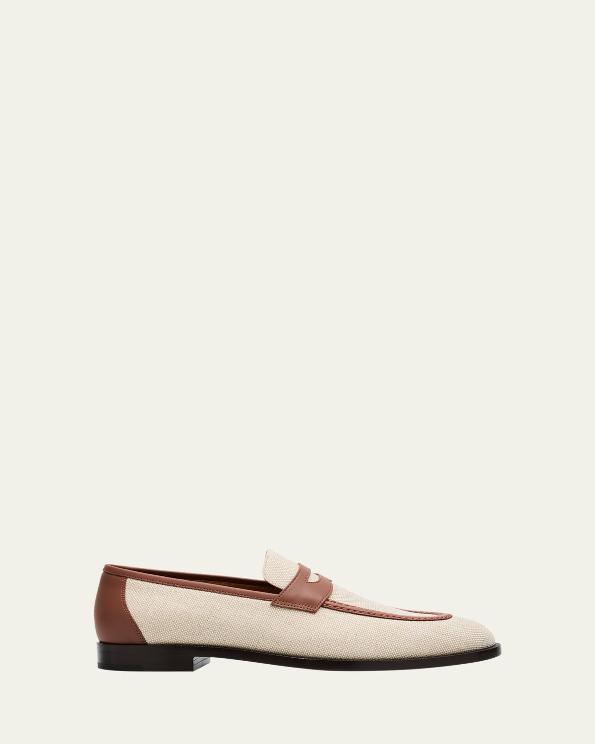Loro Piana Sergio Natural Leather-Trim Loafers