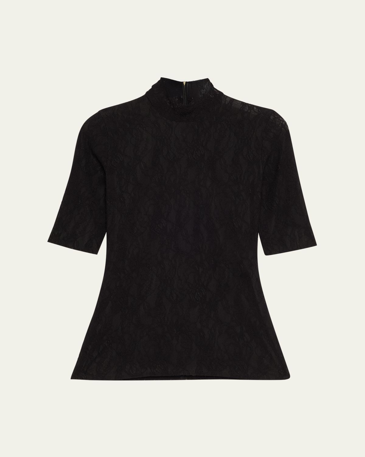 Stella McCartney Mock-Neck Stretch Lace Short-Sleeve Top