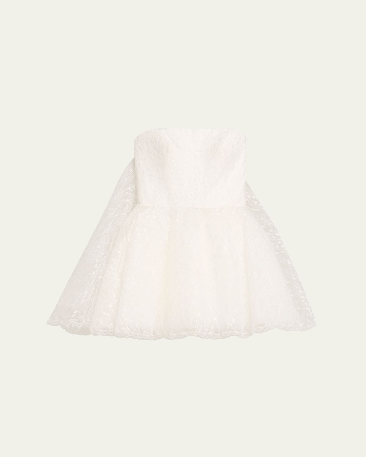 Givenchy Strapless Lace Cape Fit-And-Flare Mini Dress