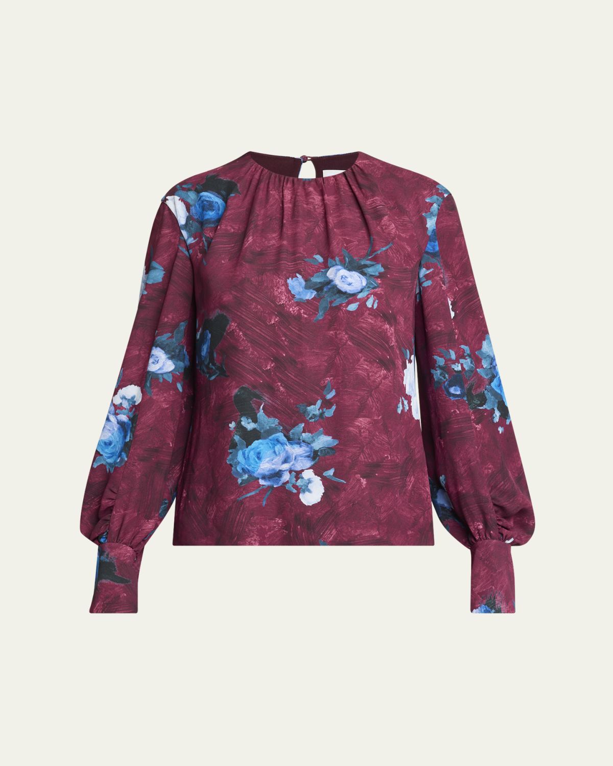 Erdem Painterly Floral Long-Sleeve Blouse