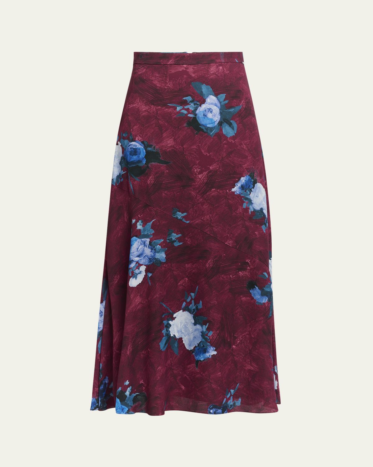 Erdem Painterly Floral-Print A-Line Midi Skirt