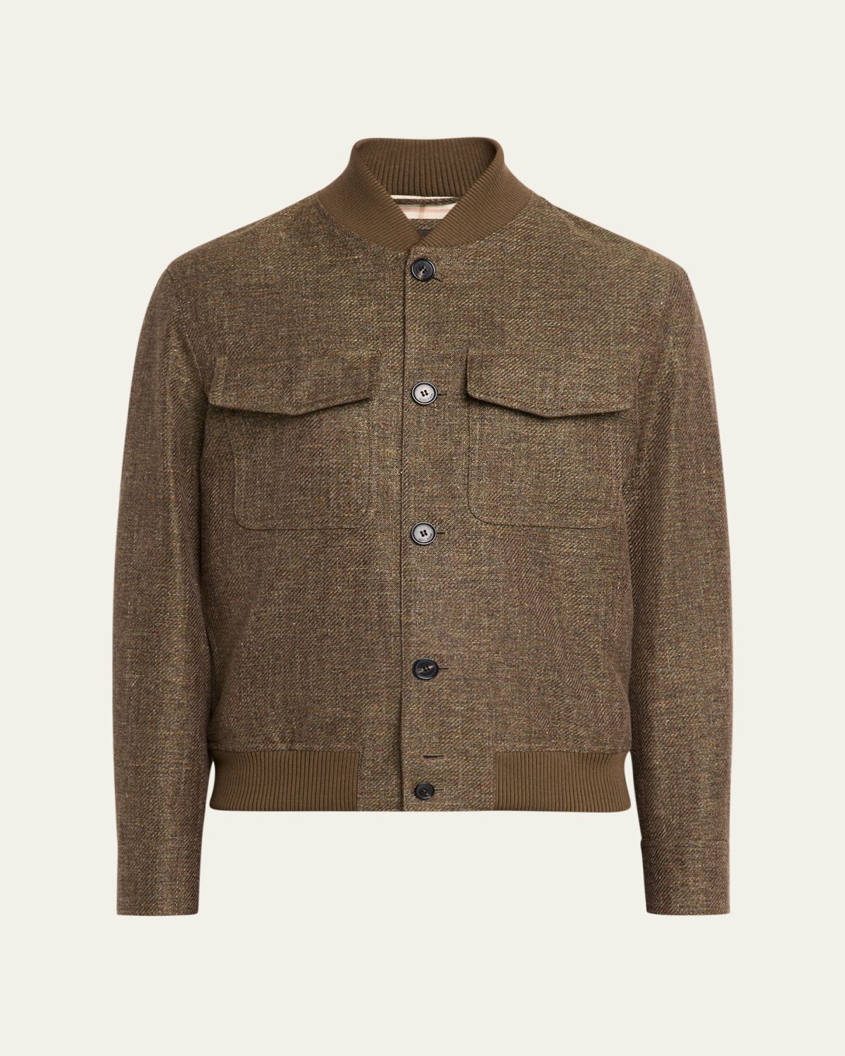 Loro Piana Men's Kiku Linen and Cotton Water-Resistant Bomber Jacket