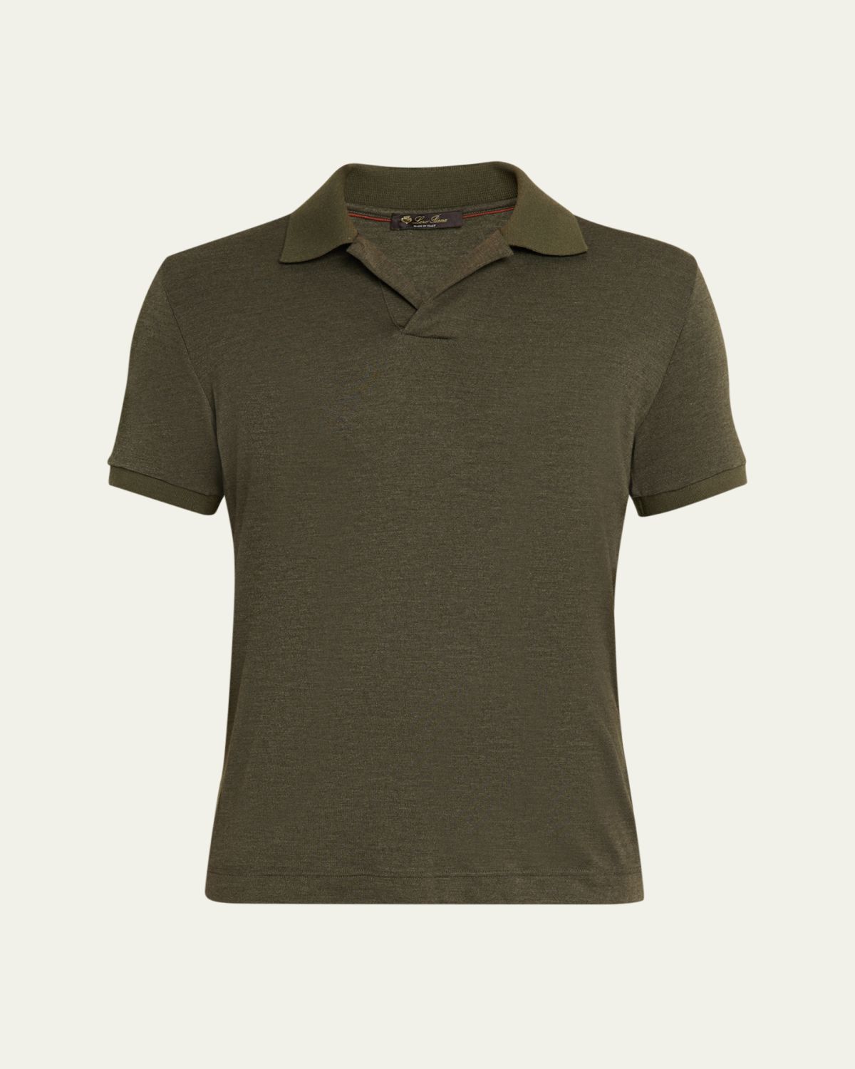 Loro Piana Men's Philion Cashmere and Silk Johnny Collar Polo Shirt