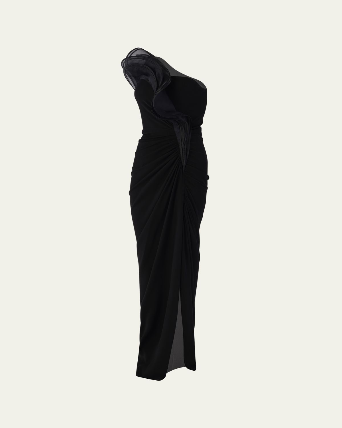 Gaurav Gupta One-Shoulder Draped Ruffle Gown