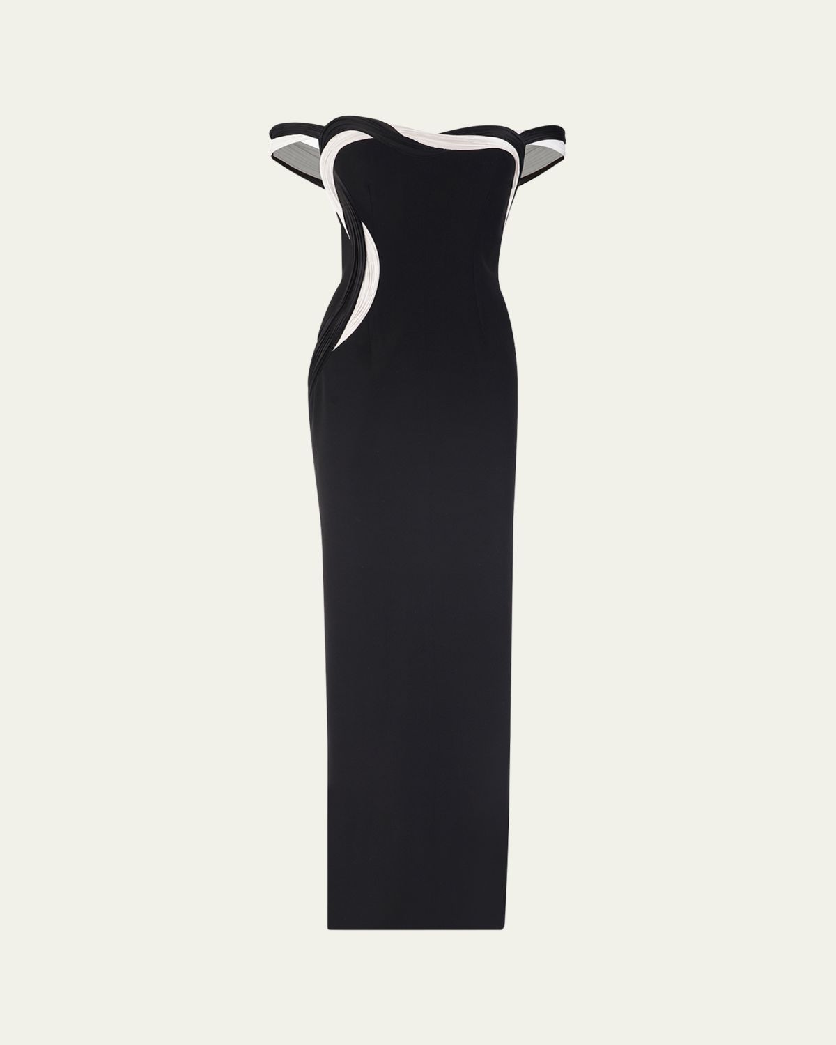 Gaurav Gupta Orbital Interplay Off-Shoulder Column Gown