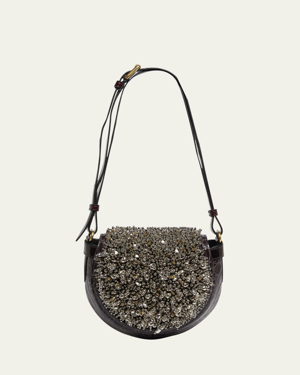 Dries Van Noten Arc Small Crystal Flap Leather Crossbody Bag