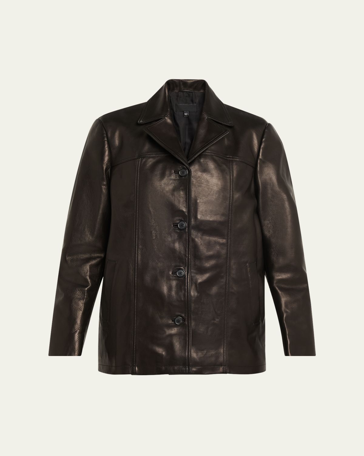 Nili Lotan Brett Leather Single-Breasted Blazer Jacket