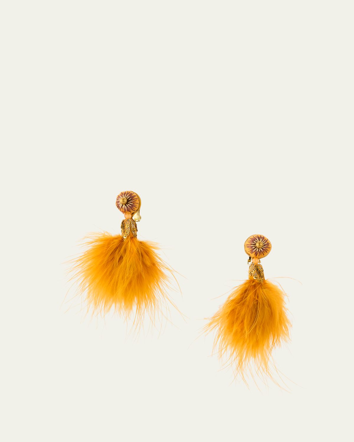 Ranjana Khan Micro Pom Earrings, Mustard