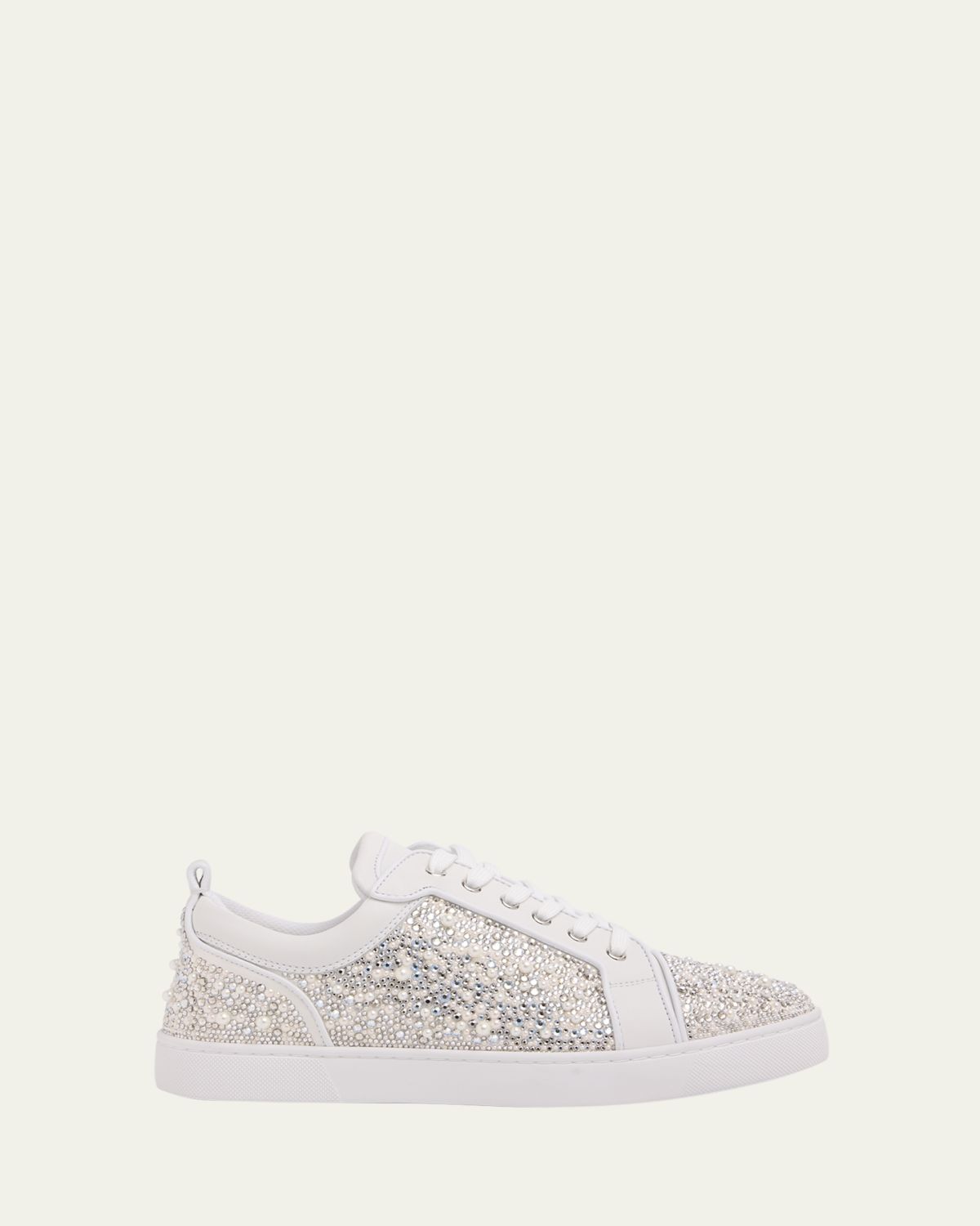 Christian Louboutin Men's Louperla Crystal and Pearly Leather Low-Top Sneakers