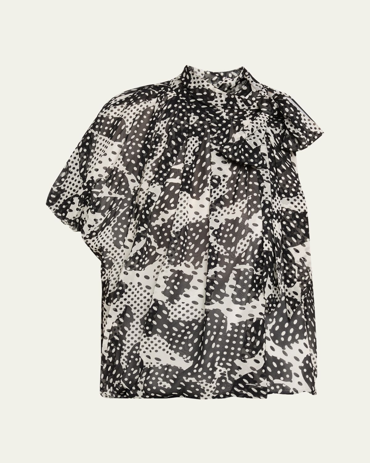 Dries Van Noten Crunch Polka-Dot Silk Chiffon Balloon Blouse