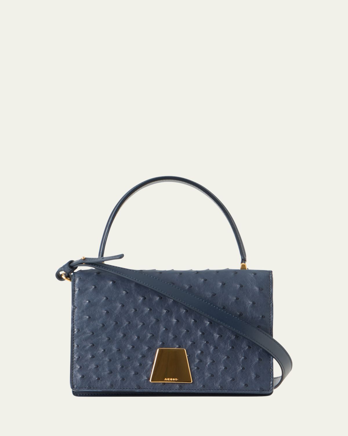 Akris Alice Small Ostrich Leather Top-Handle Bag