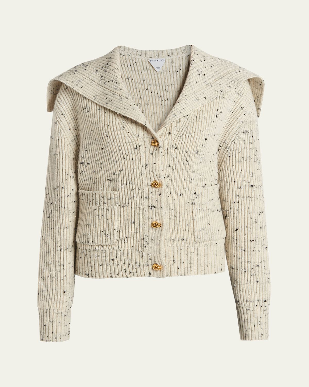 Bottega Veneta Speckled Rib Sailor-Collar Cardigan