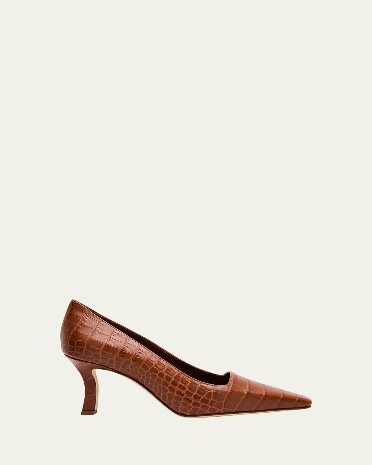 Manolo Blahnik Moiralo Croc-Embossed Leather Pumps
