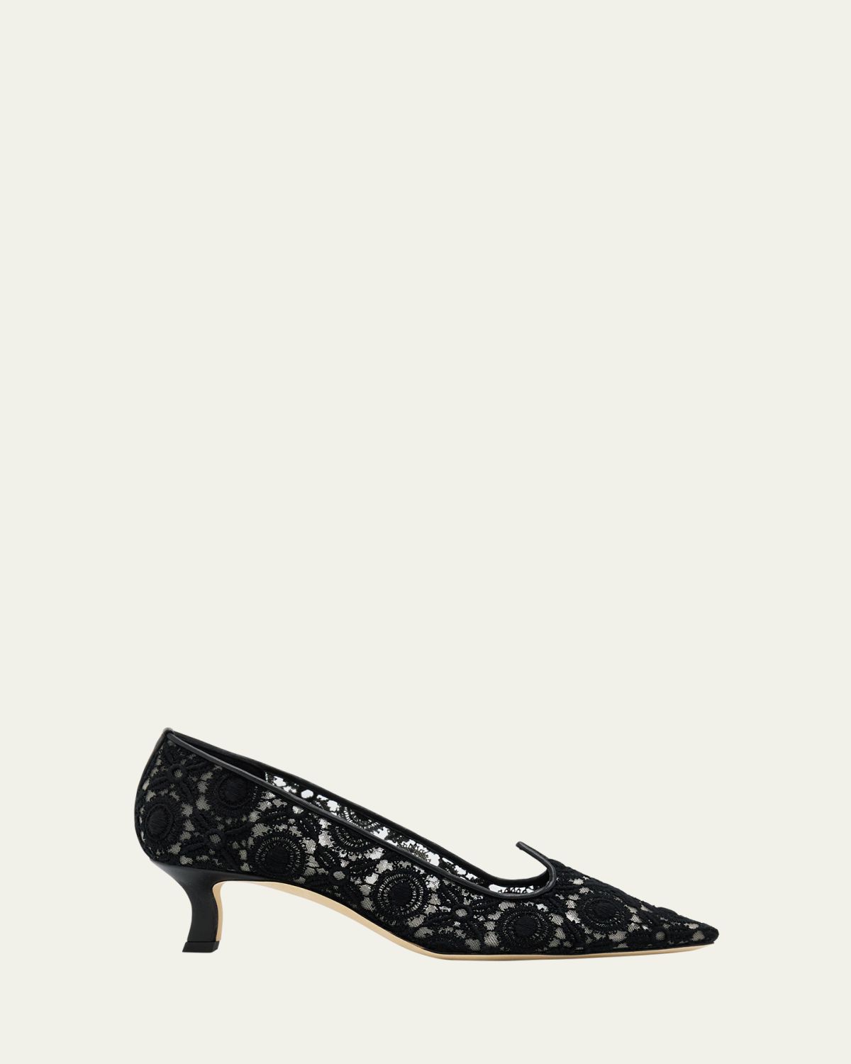 Manolo Blahnik Euridi Floral Lace Kitten-Heel Pumps