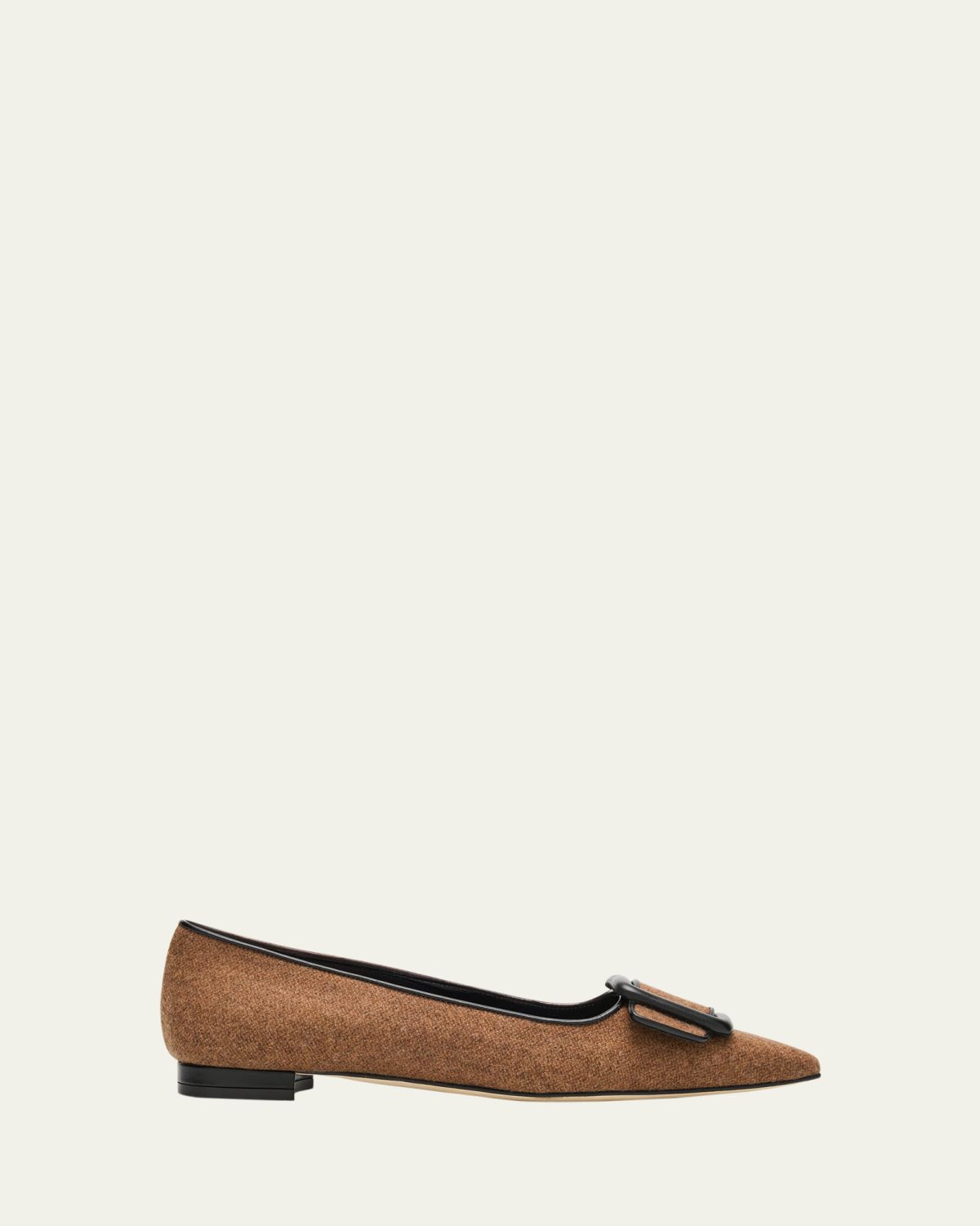 Manolo Blahnik Maysale Wool Buckle Ballerina Flats