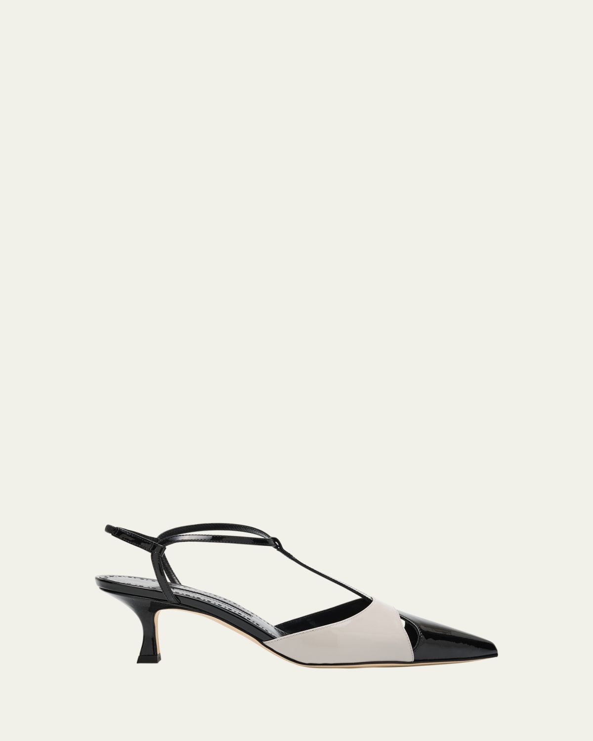 Manolo Blahnik Turgimod Bicolor Patent Leather T-Strap Pumps
