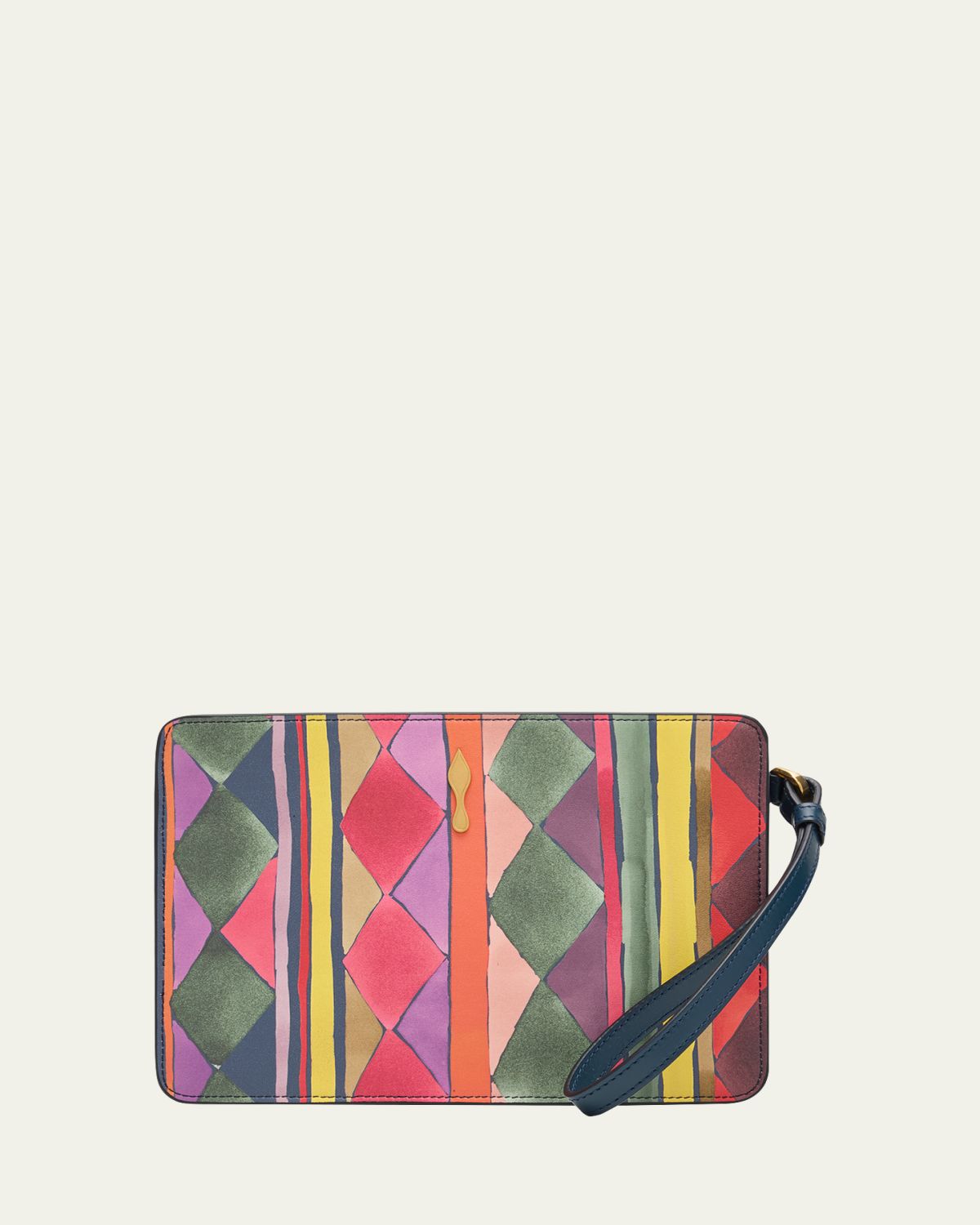 Christian Louboutin Bettina Small Wristlet Pouch Bag in Losange-Print Leather