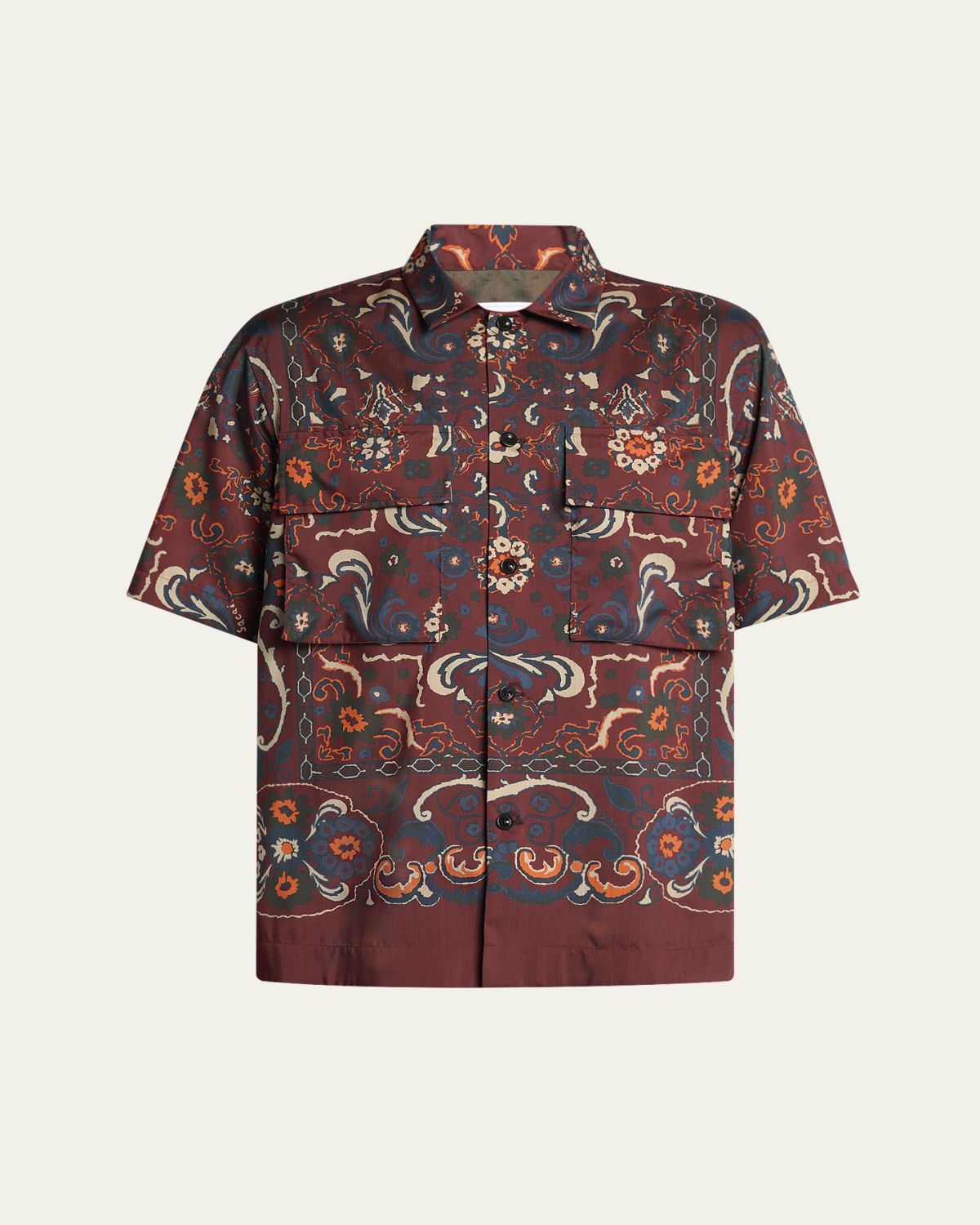SACAI Men's Floral-Print Camp Shirt
