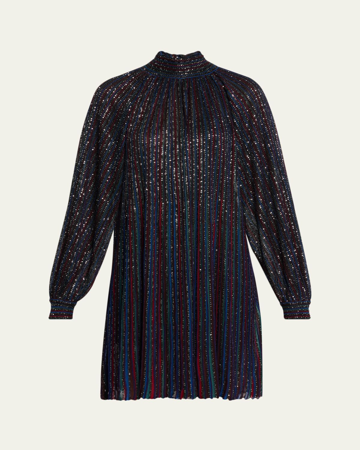 Missoni Paillette Striped Long-Sleeve Mini Dress